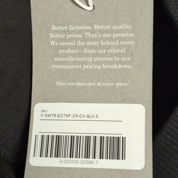 Everlane ReNew Teddy Oversized Crew Sweatshirt Black Fleece Recycled S New - Picture 10 of 12